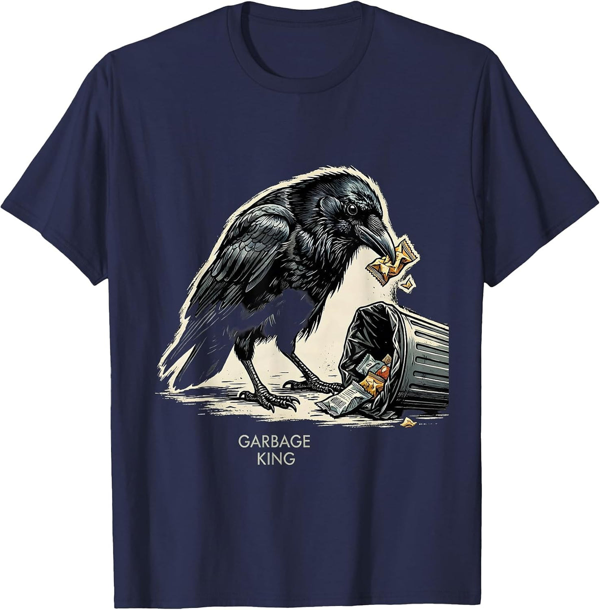 Crow Scavenger Vintage Funny Animal Meme Animal Lover T-Shirt - Navy Blue