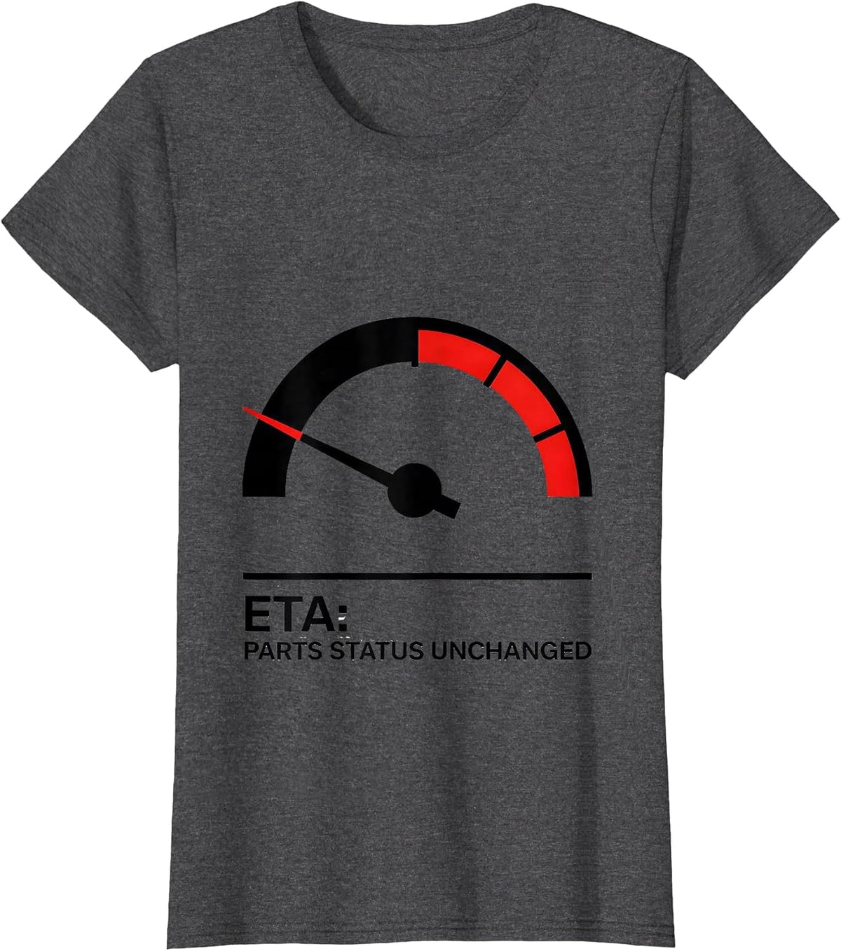 Women's ETA PARTS STATUS UNCHANGED Funny Mechanic Skeleton Auto T-Shirt - Dark Heather Grey