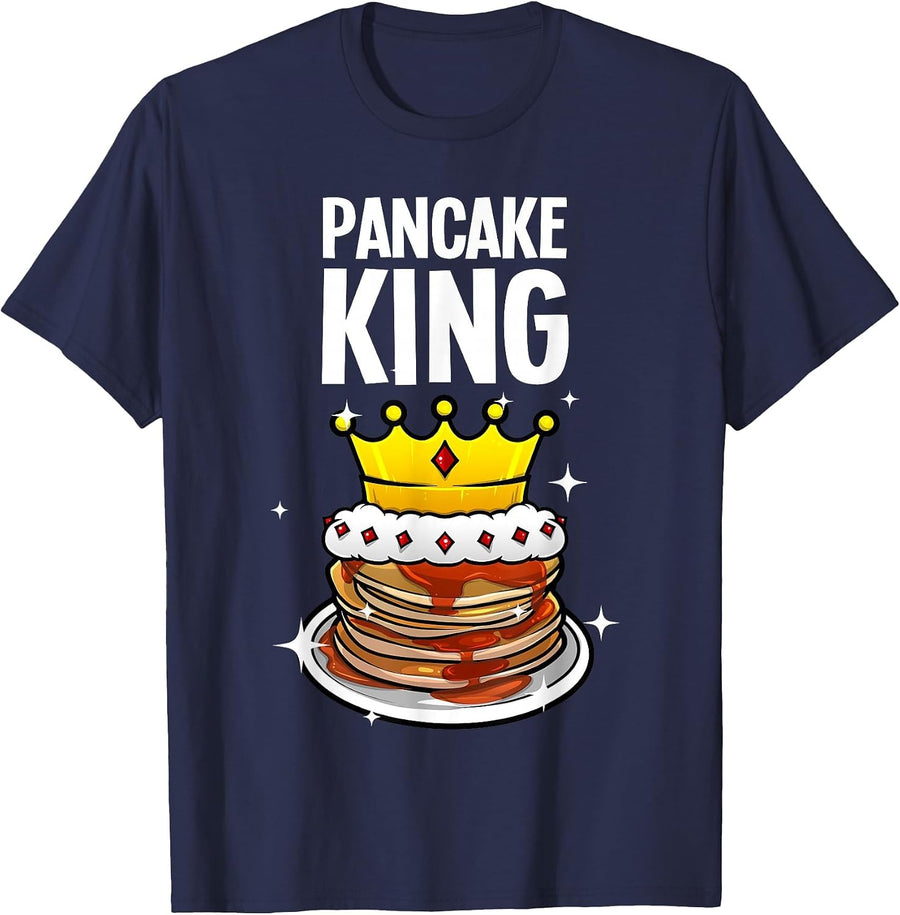Funny Pancake King Design for Pancake Lover Men Dad Boys T-Shirt - Navy Blue