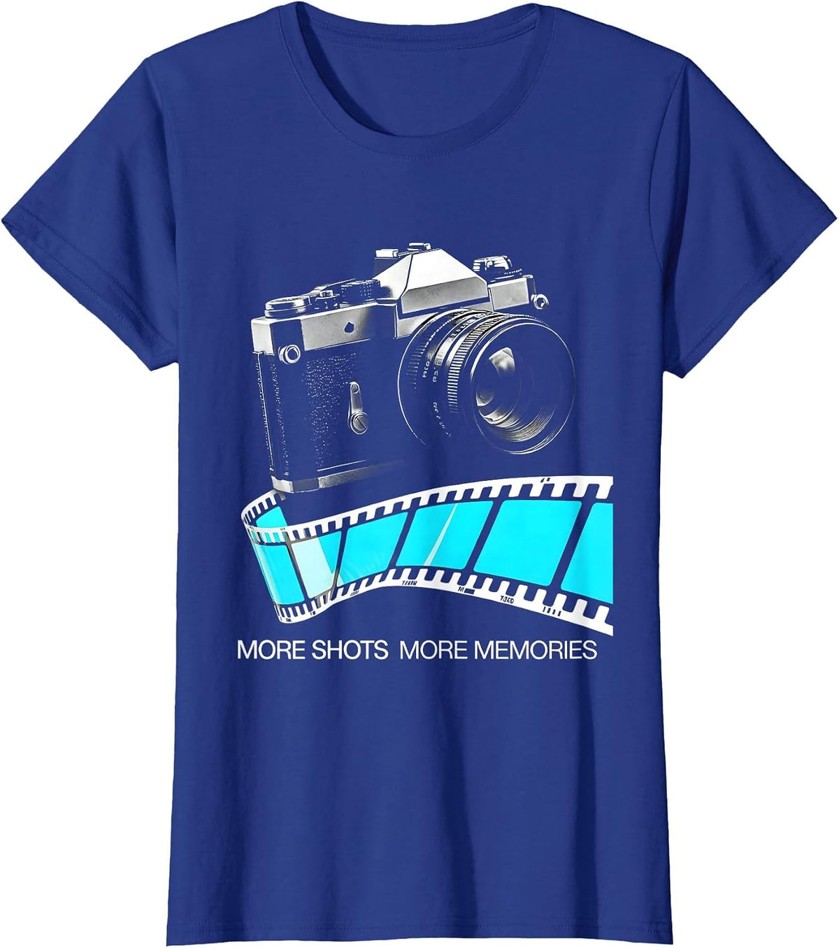 Women's More Shots More Memories Photography Design T-Shirt - Royal Blue