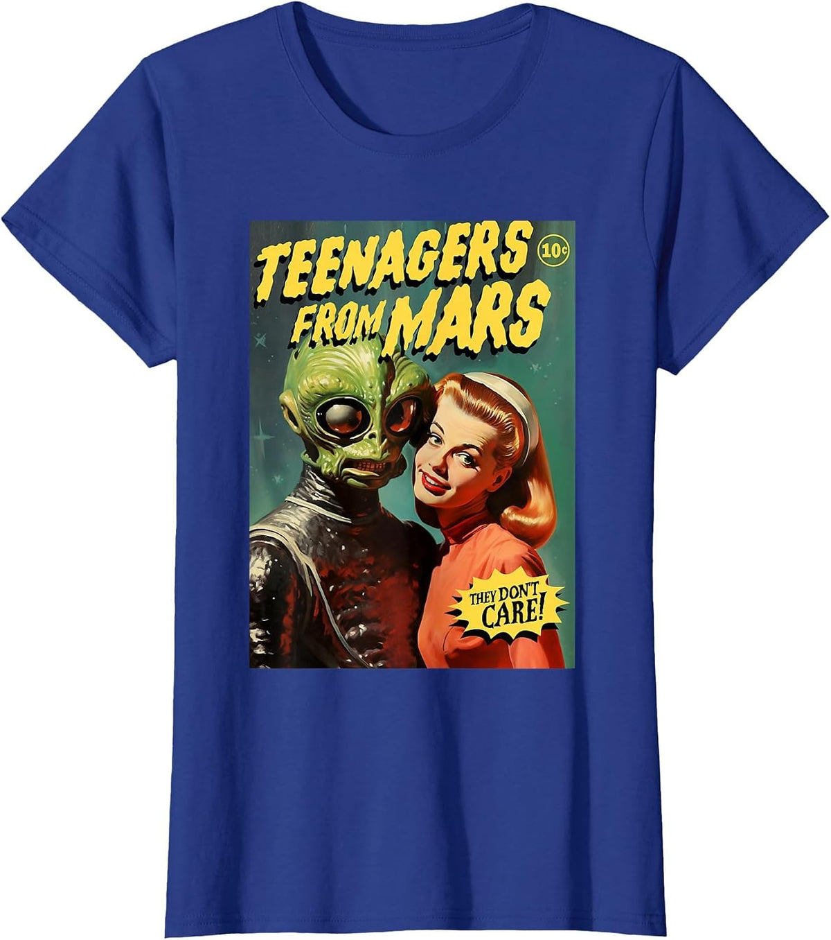 Teenagers from Mars 1950s Horror Comic Cover T-Shirt - Royal Blue