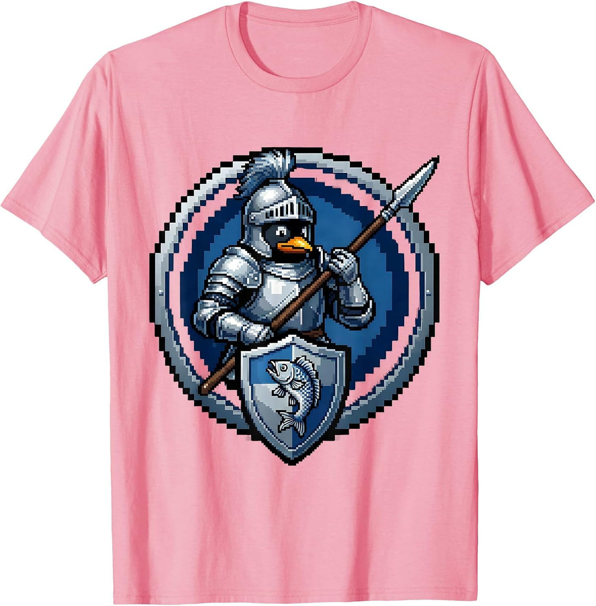 Men's Penguin Knight in Shining Armor with Lance T-Shirt - Pink