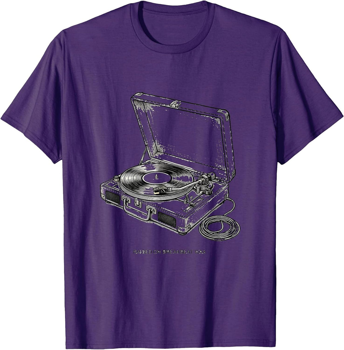 Raised On Breakbeat Wax Vintage 90s Hip-Hop Rap Lyric T-Shirt - Purple