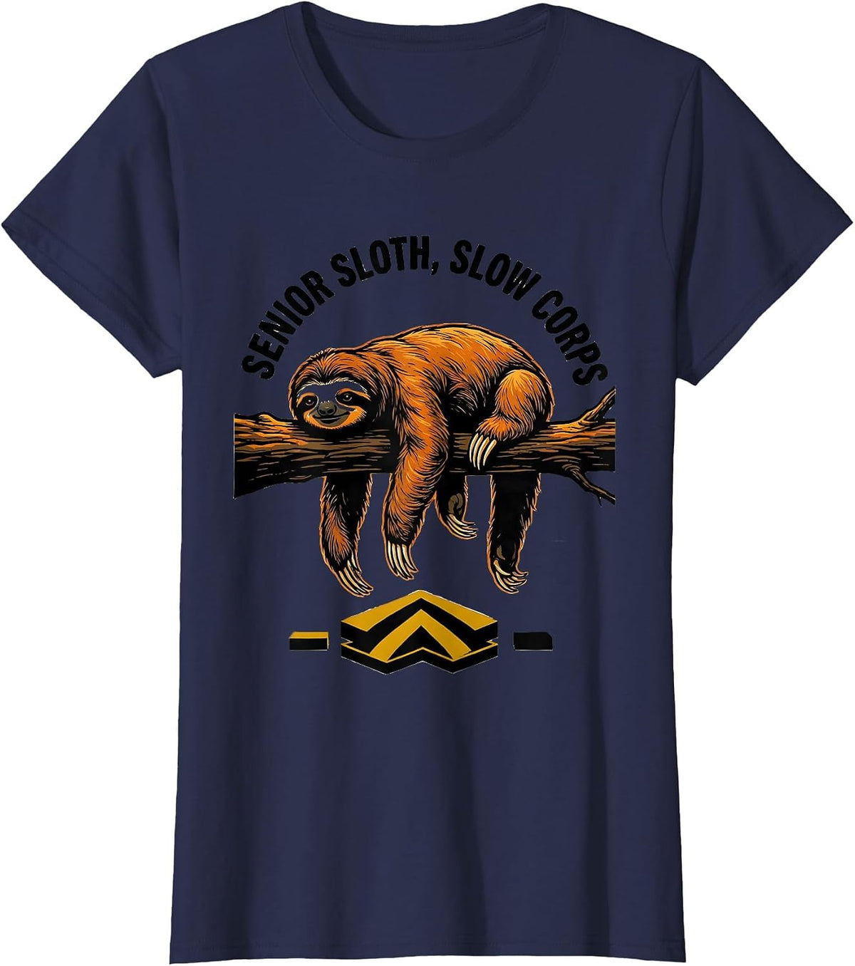 Women's Senior Sloth Slow Corps Funny Lazy Sloth Lover Gift T-Shirt - Navy Blue
