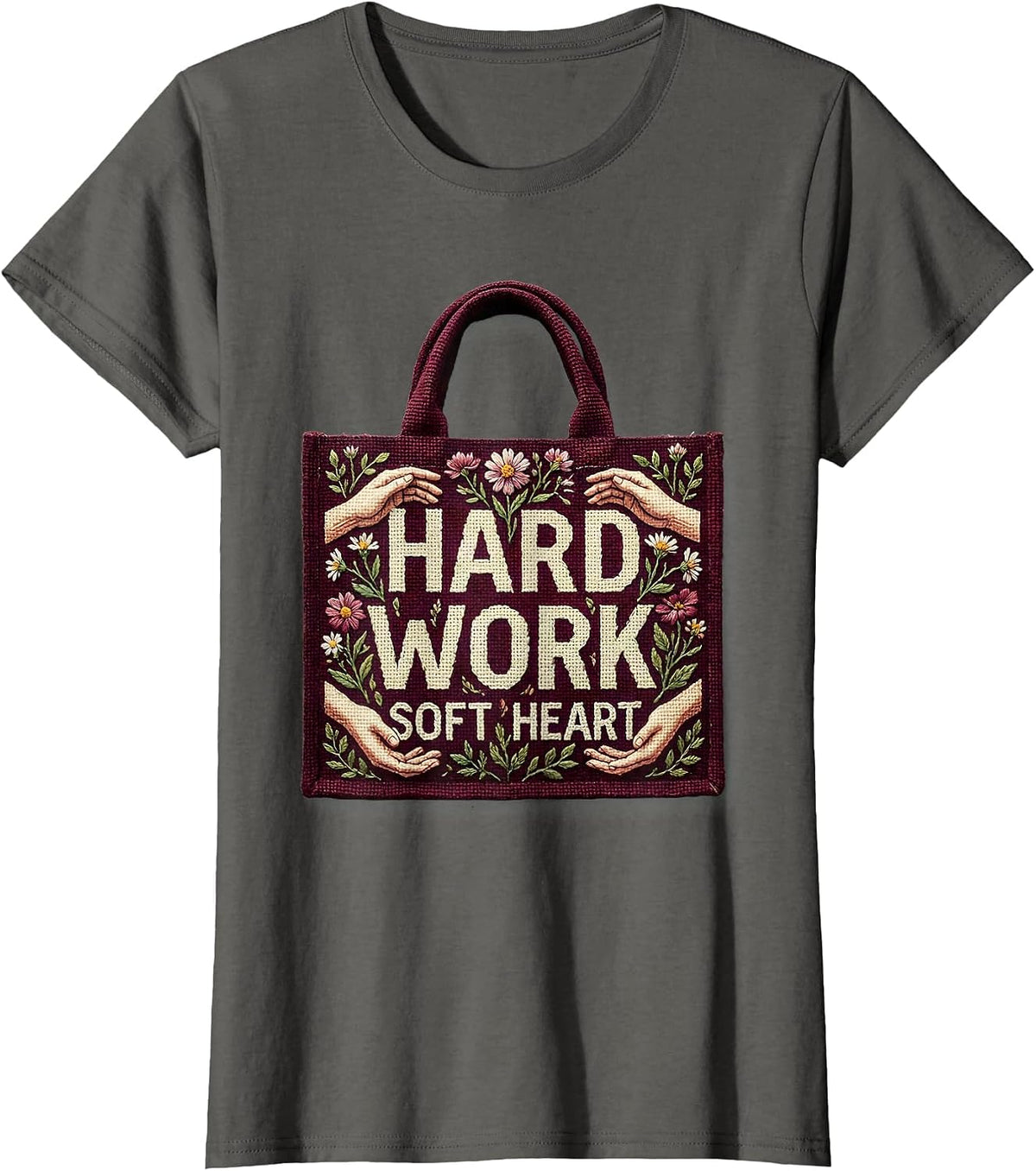 Women's Hard Work Soft Heart Social Worker Design T-Shirt - Asphalt Grey