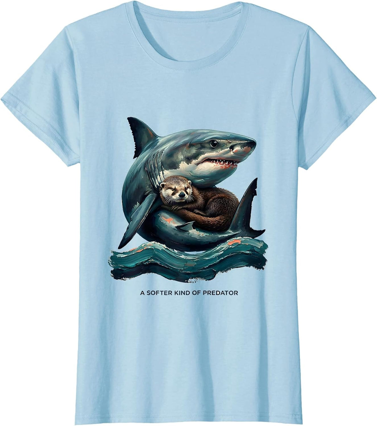 Women's A Softer Kind Of Predator Funny Shark Lover Ocean Humor T-Shirt - Baby Blue