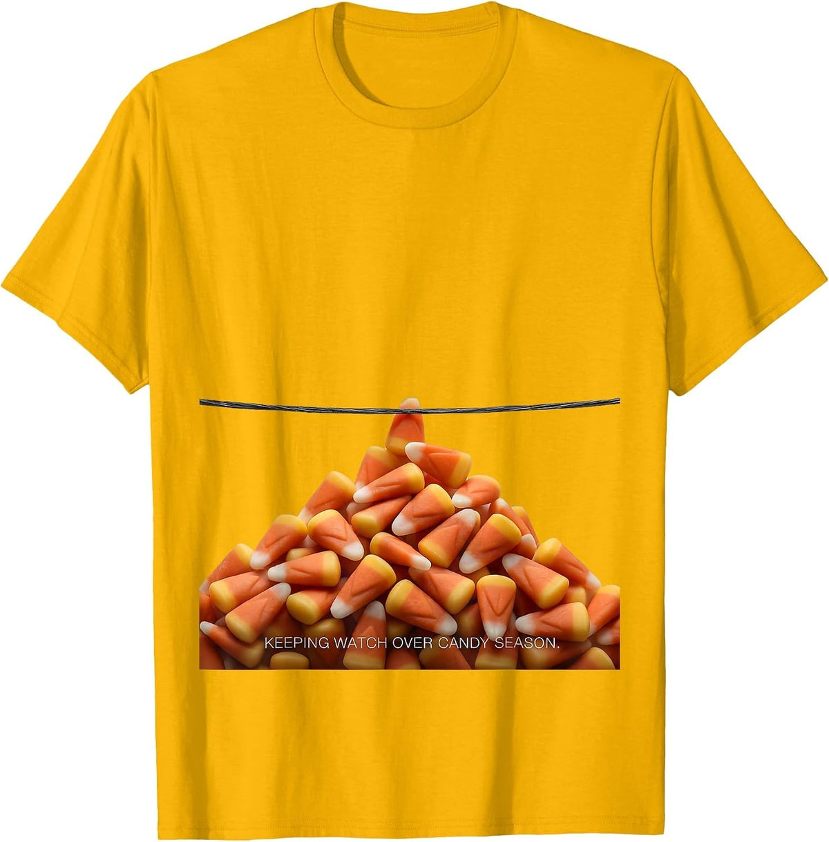 Men's Keeping Watch Over Candy Season Funny Dental Hygienist T-Shirt - Golden Yellow