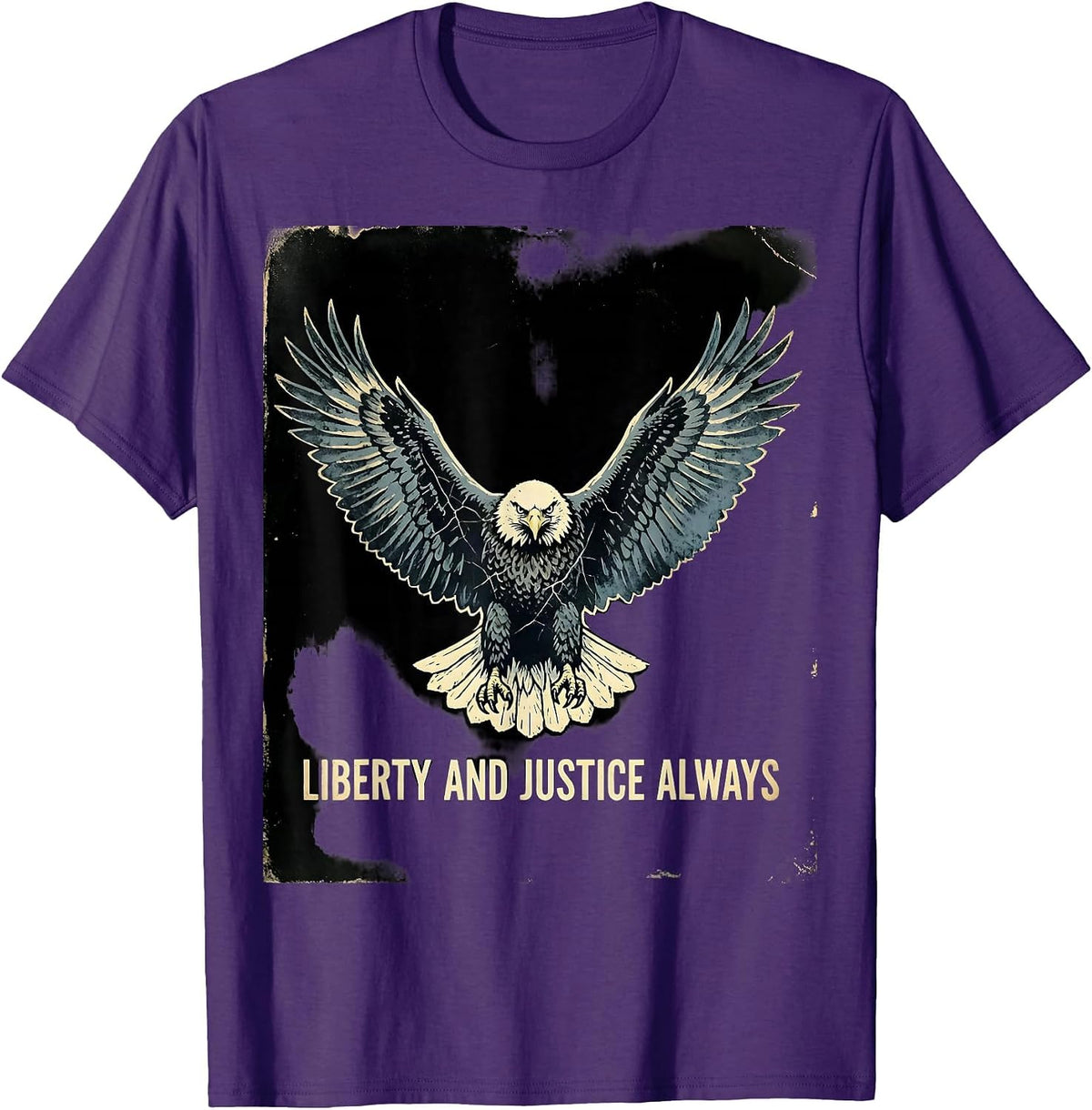 Liberty and Justice Always Patriotic Design T-Shirt - Purple