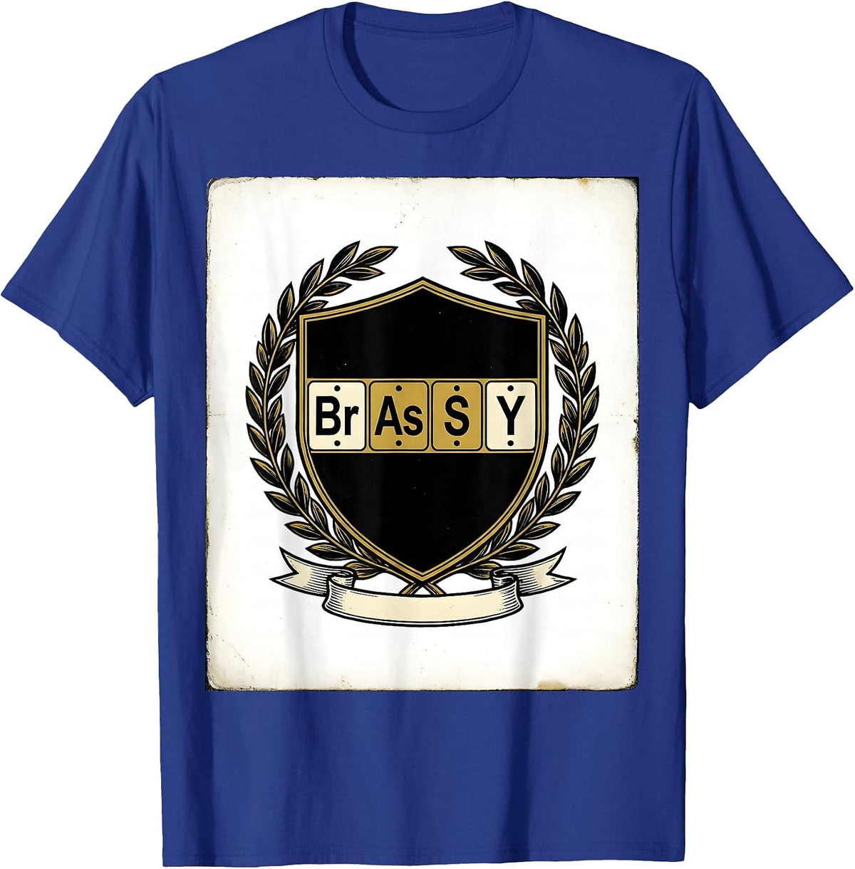 Men's BRASSY Nerdy Chemistry Humor Periodic Table Science Teacher T-Shirt - Royal Blue