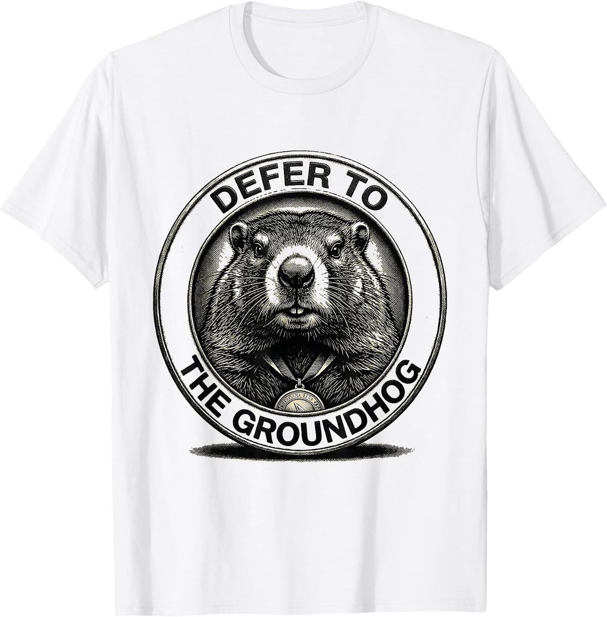 Men's Defer To The Groundhog Funny Groundhog Day Weather Humor T-Shirt - White