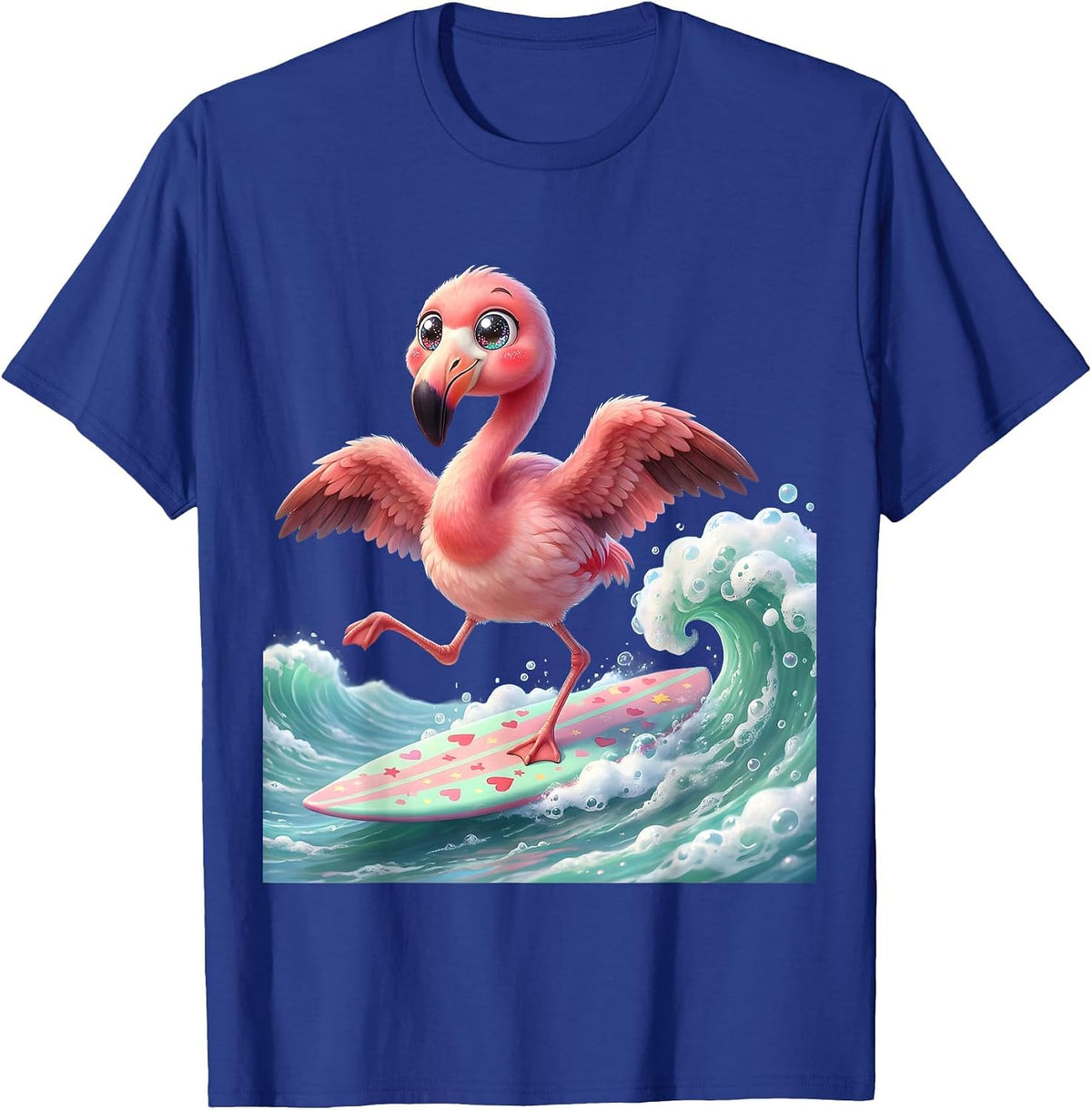 Men's Flamingo Surfboard Pastel Wave Rider Graphic T-Shirt - Royal Blue