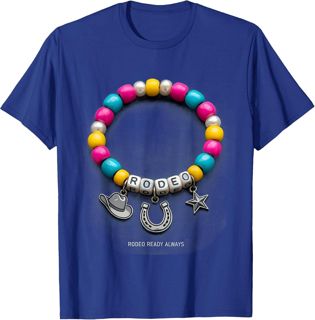 Rodeo Ready Always Cowgirl Graphic Design T-Shirt - Royal Blue