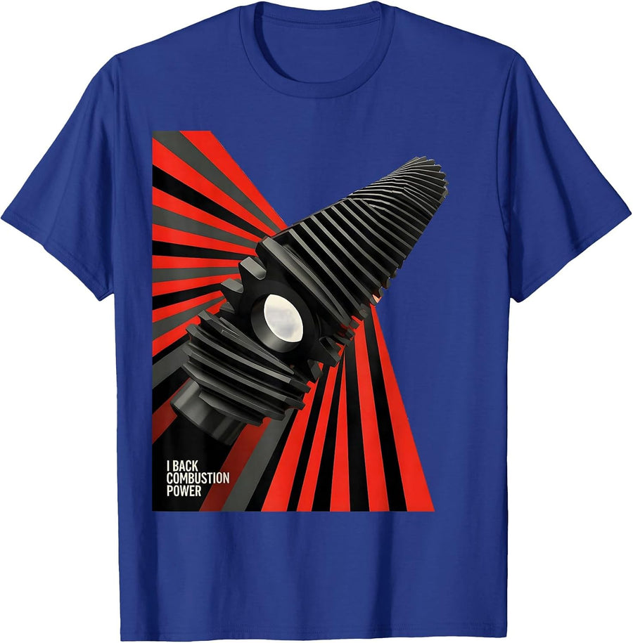 I Back Combustion Power Funny Muscle Car Mechanic Gearhead T-Shirt - Royal Blue