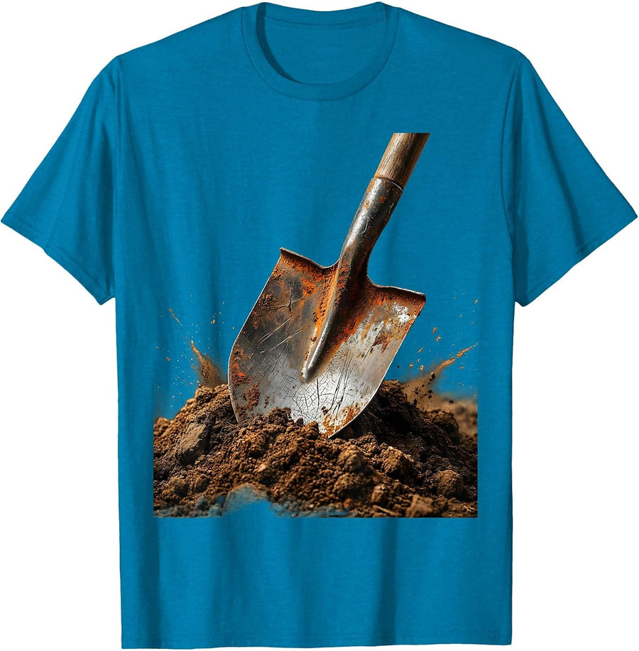 Labor Day Shovel In Dirt Graphic Design T-Shirt - Sapphire Blue
