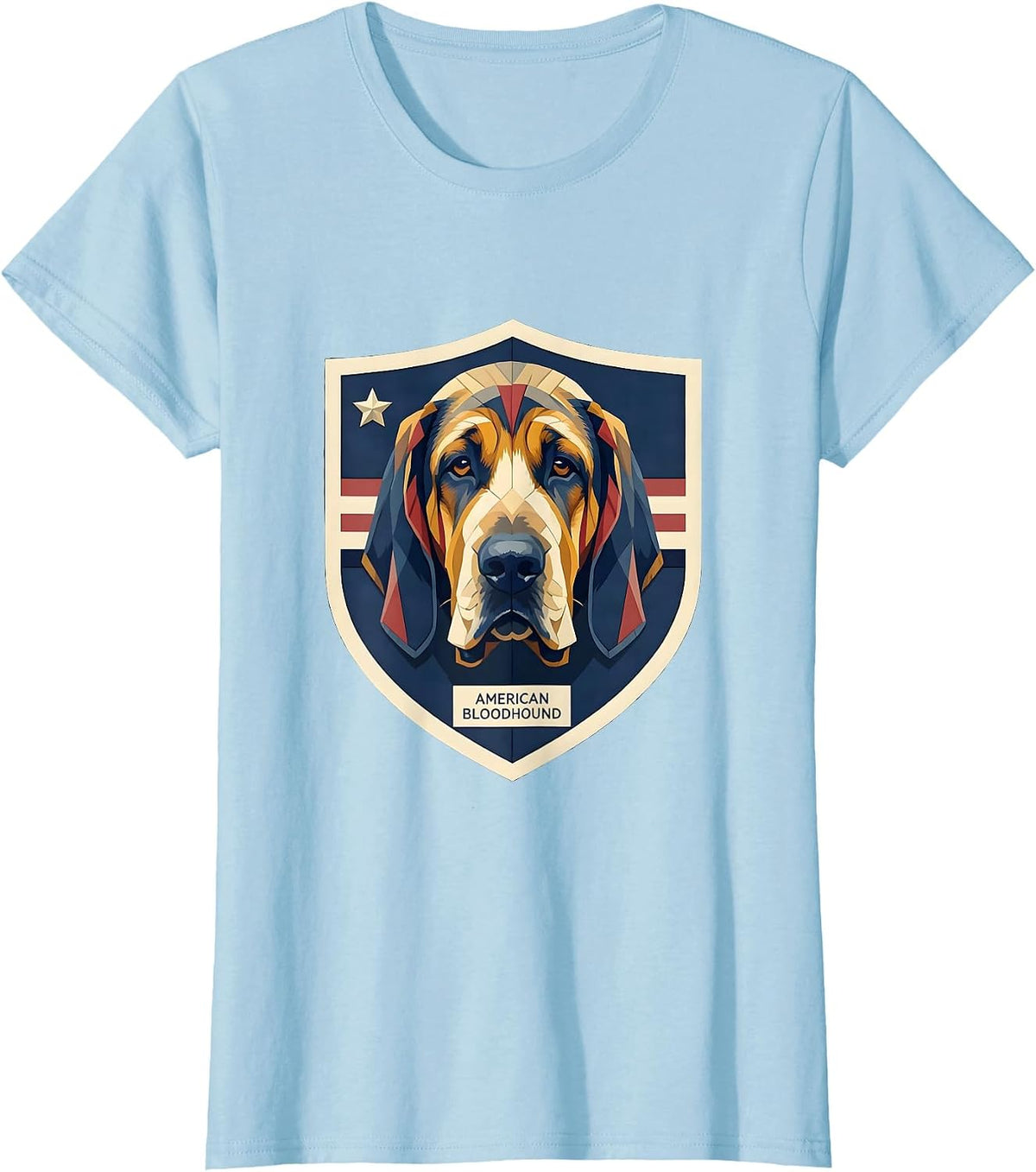 Women's American Bloodhound Patriotic Bloodhound Dog Lover 4th T-Shirt - Baby Blue
