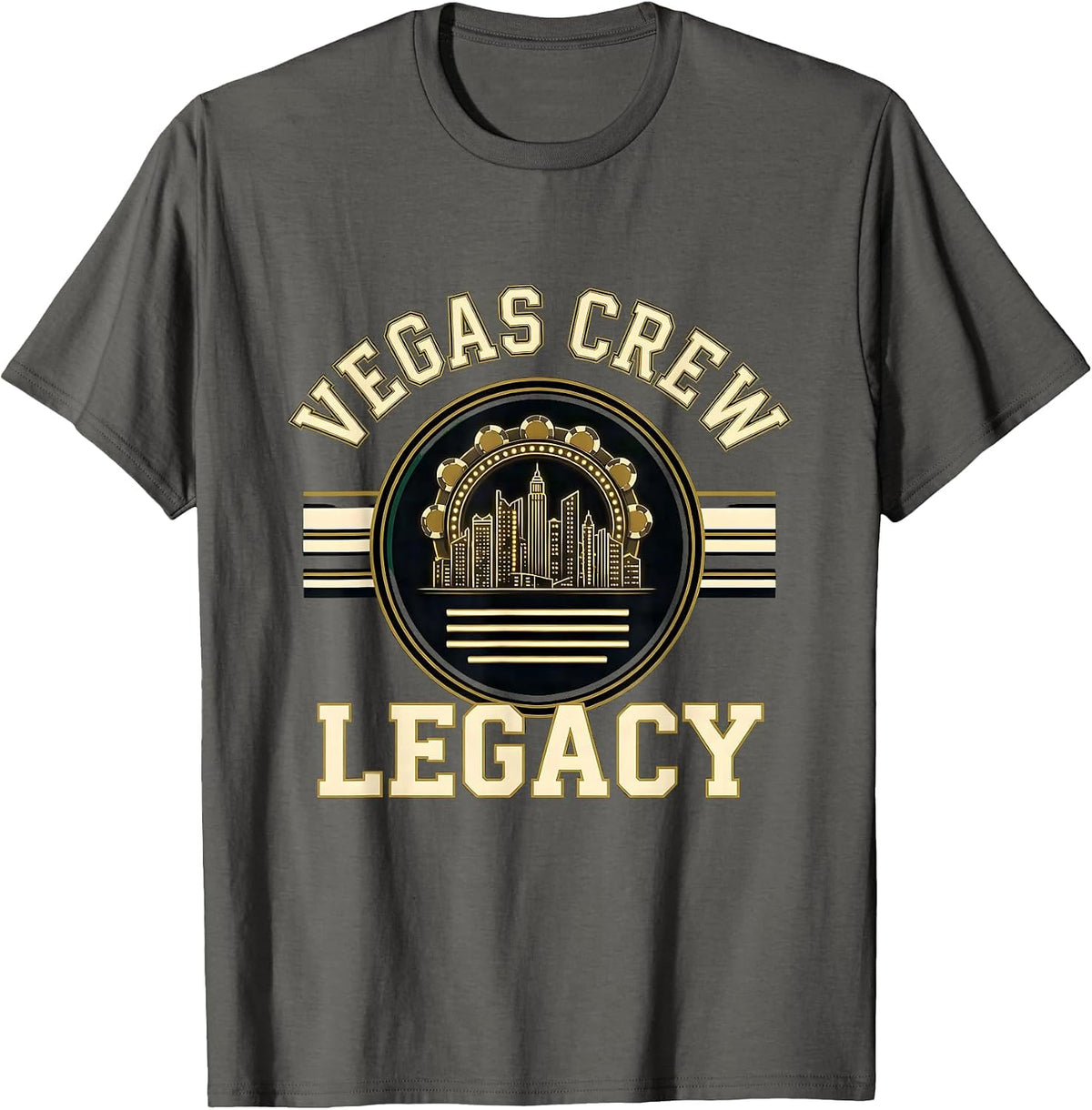 Vegas Crew Legacy Retro Las Vegas Nevada Souvenir T-Shirt - Asphalt Grey