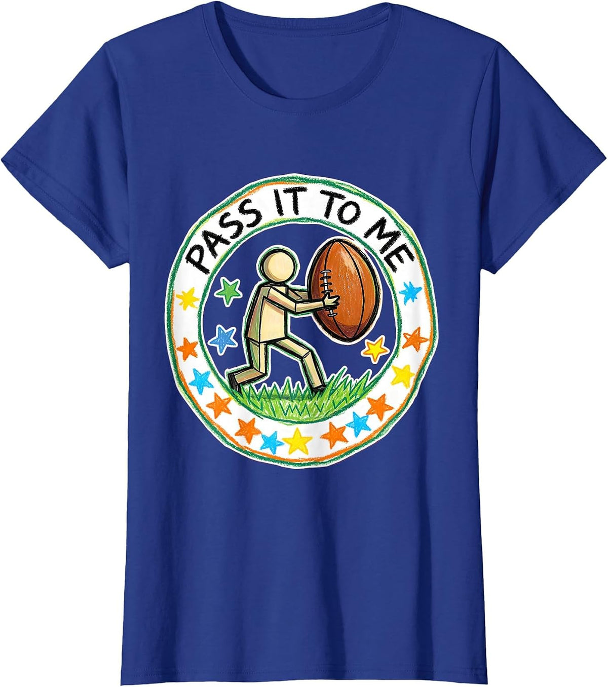 Women's Pass It To Me Rugby Graphic Design T-Shirt - Royal Blue
