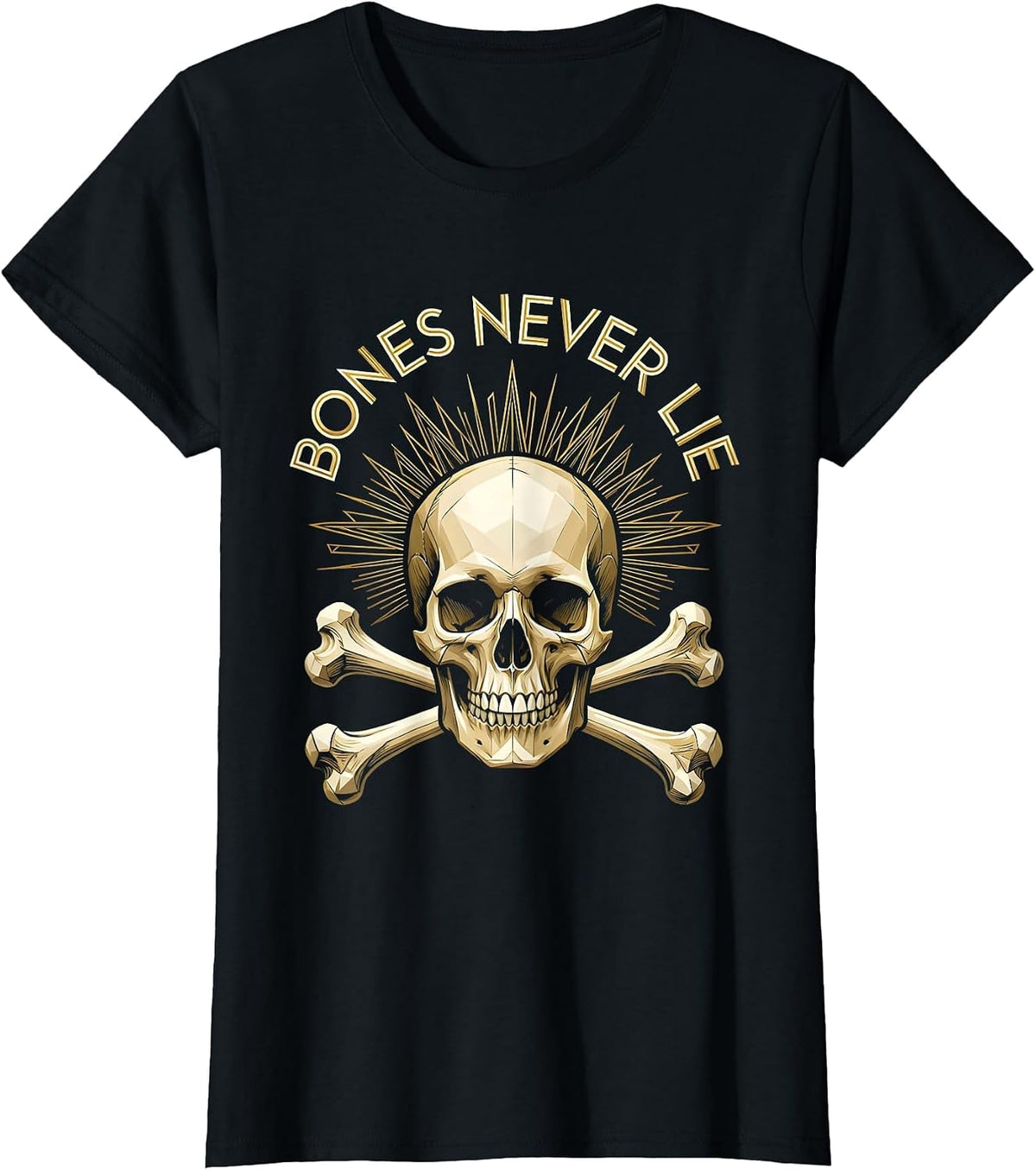 Bones Never Lie Bold Skeleton Graphic Design T-Shirt - Black
