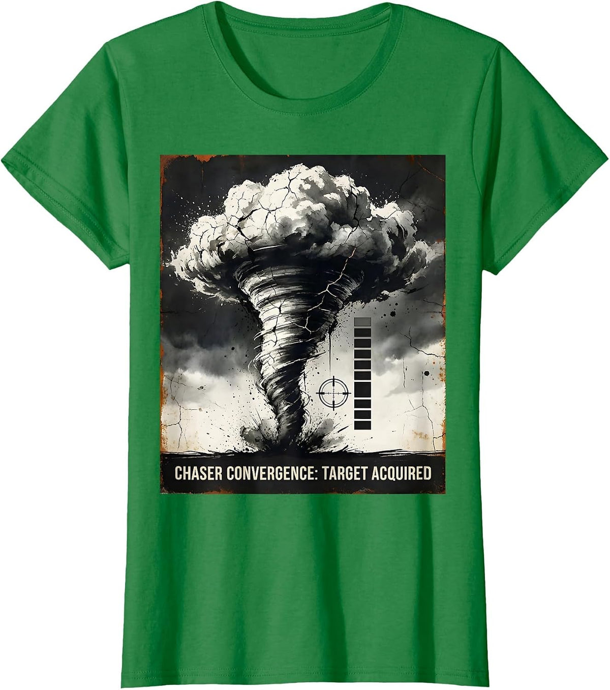 Chaser Convergence: Target Acquired Distressed Storm Chaser T-Shirt - Kelly Green