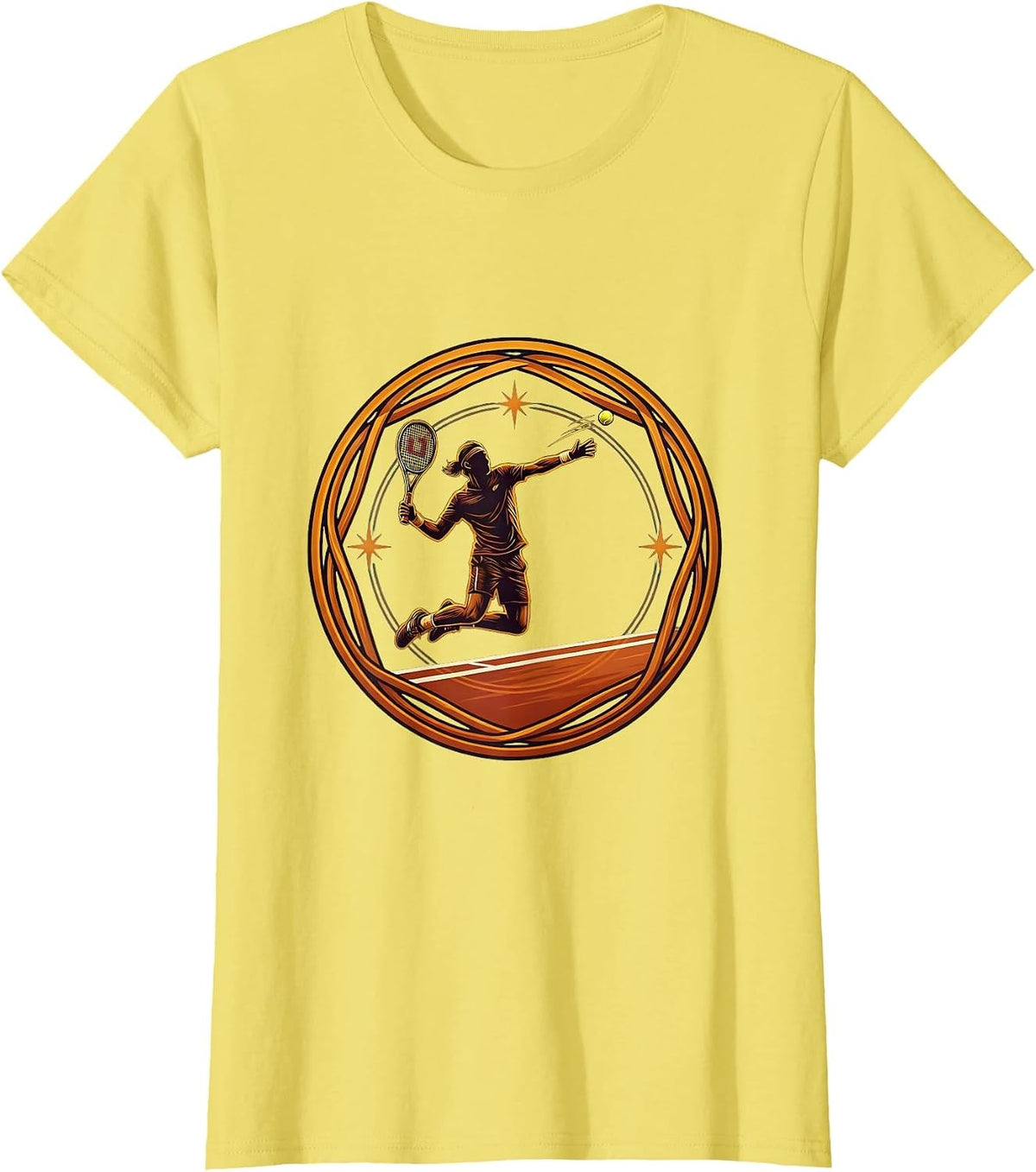 Tennis Diving Volley Full Stretch Graphic T-Shirt - Lemon Yellow