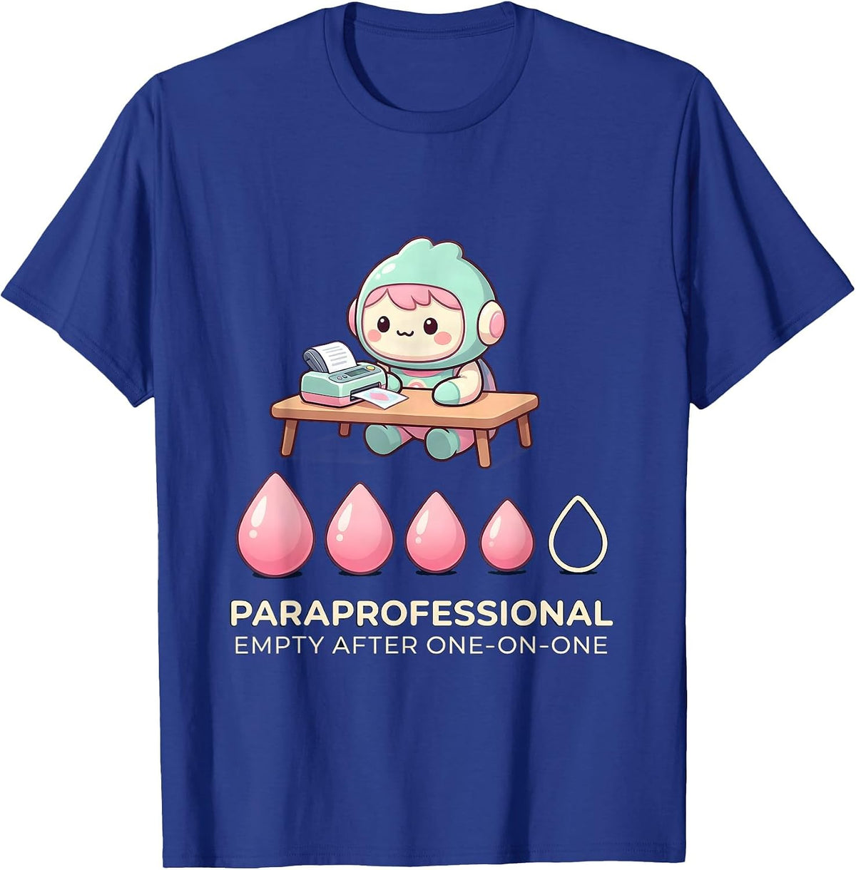 Men's PARAPROFESSIONAL Cute Kawaii School Staff Appreciation T-Shirt - Royal Blue