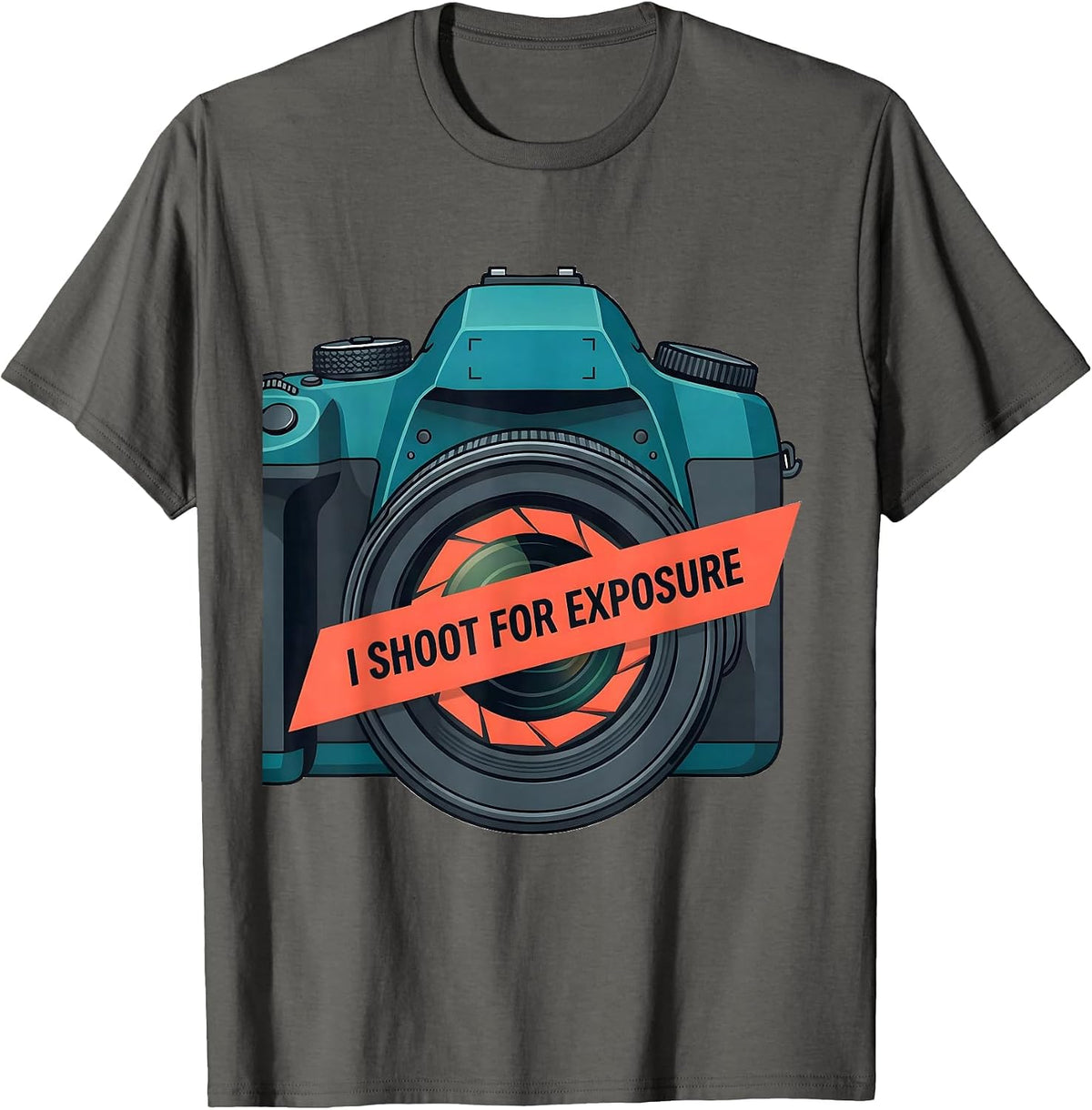 Men's I Shoot For Exposure Funny Photography Hobbyist Camera Gear T-Shirt - Asphalt Grey