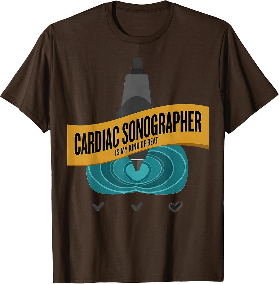 Men's Cardiac Sonographer Is My Kind of Beat Midcentury Modern T-Shirt - Brown