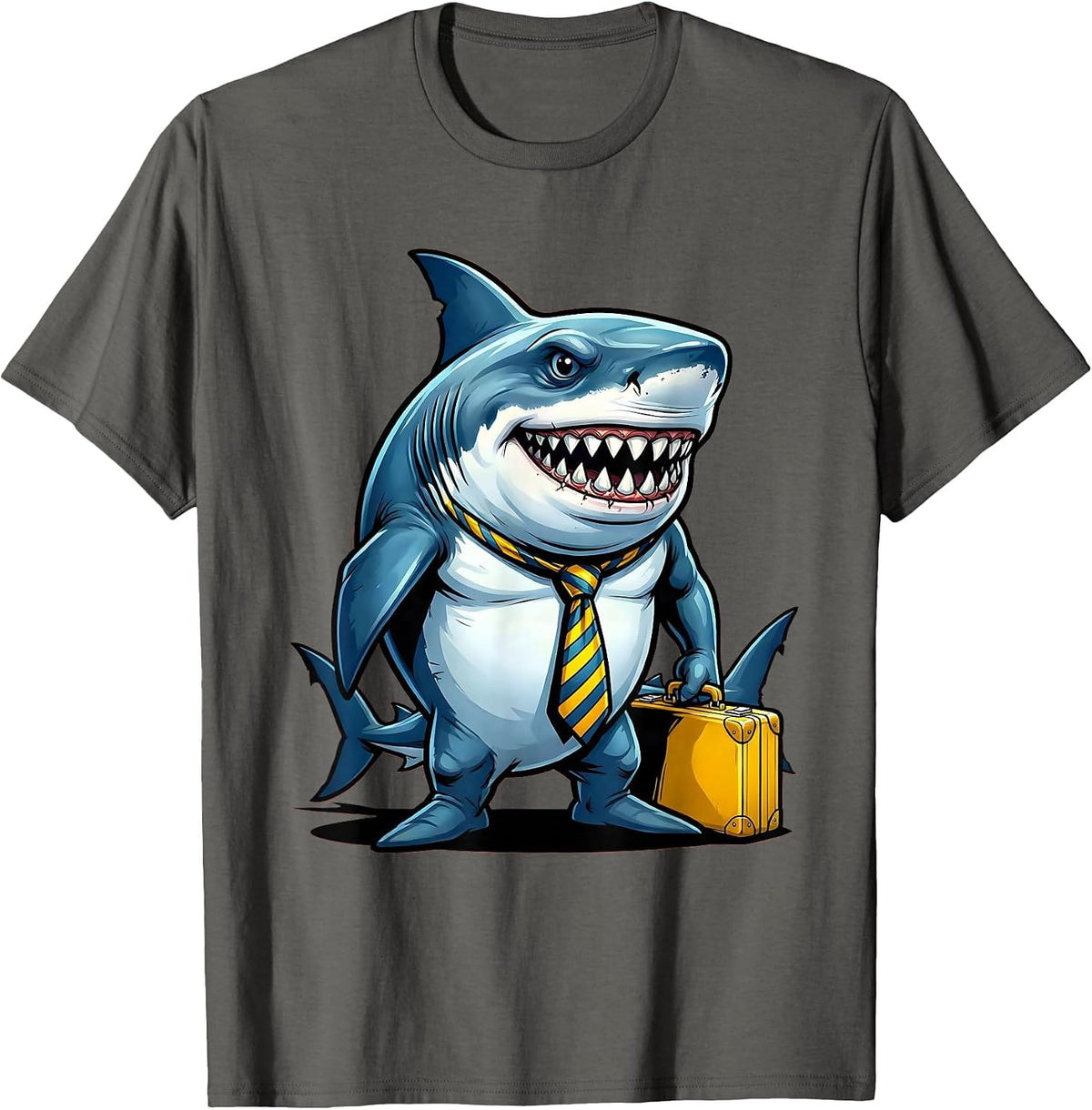 Daddy Shark Business Briefcase Graphic T-Shirt - Asphalt Grey