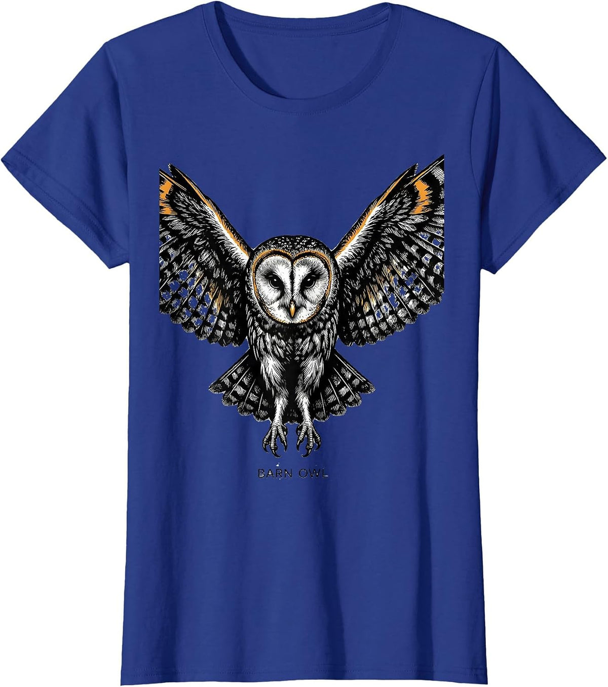 Women's Barn Owl Scratchboard Funny Owl Lover Bird Enthusiast T-Shirt - Royal Blue