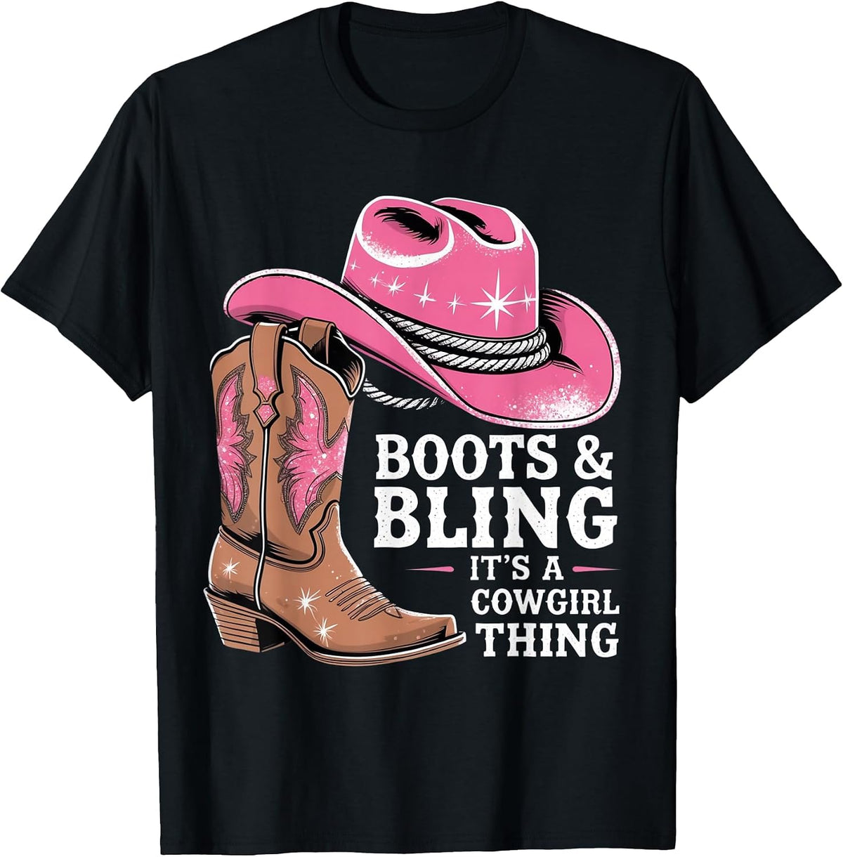 Boots & Bling It’s a Cowgirl Thing Western Rodeo Country T-Shirt - Black