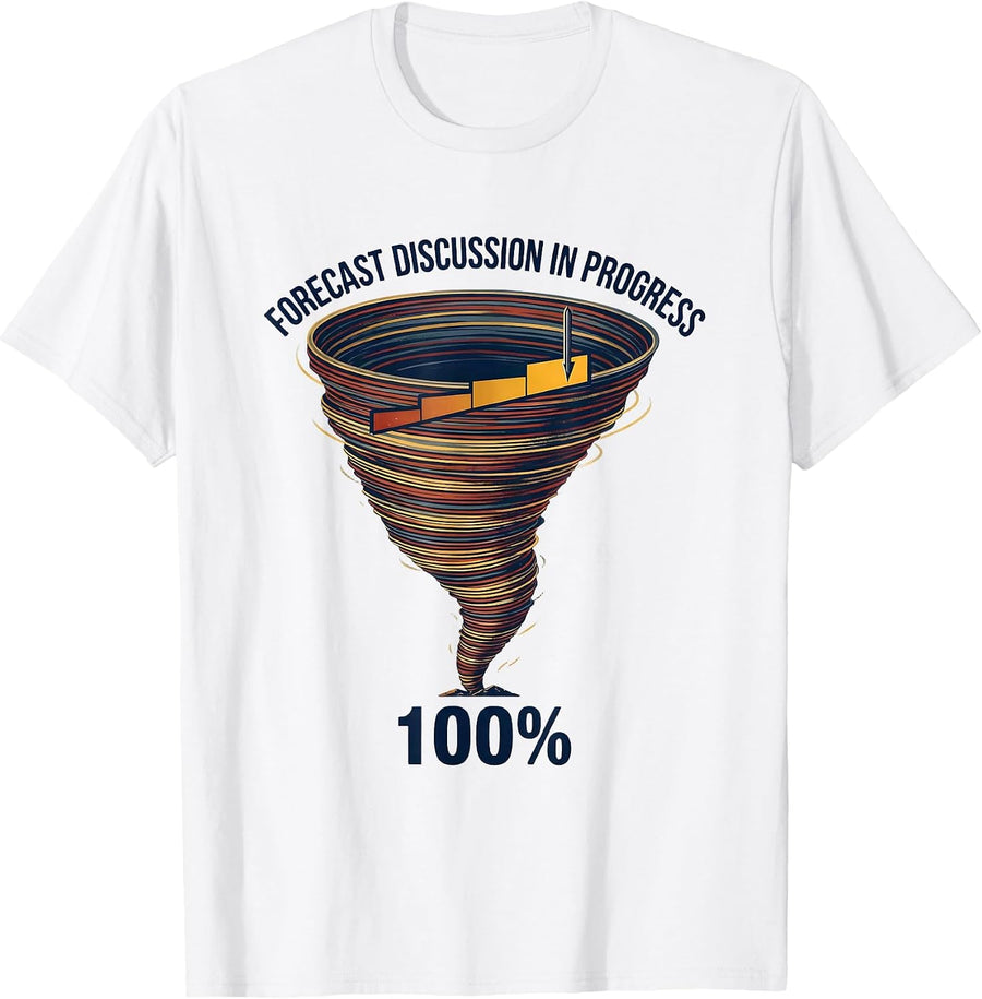 Men's Forecast Discussion In Progress: 100% Bold Storm Chaser T-Shirt - White