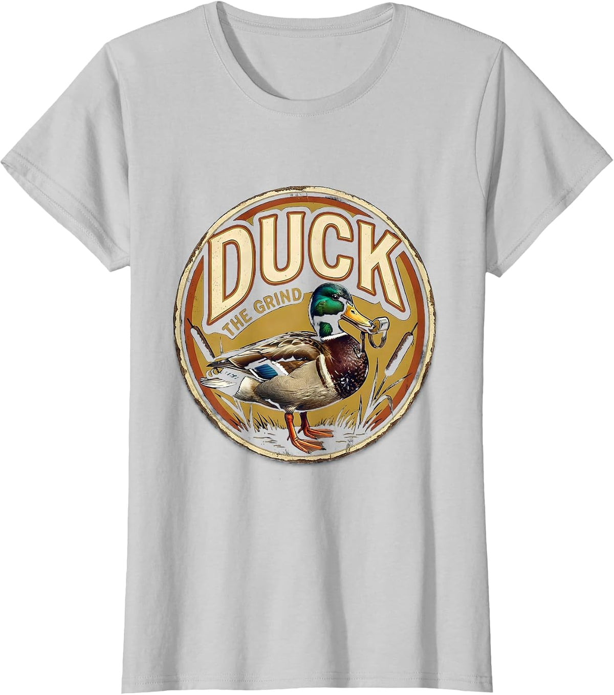 Women's Duck The Grind Vintage Duck Hunter Humor Gift T-Shirt - Silver Grey
