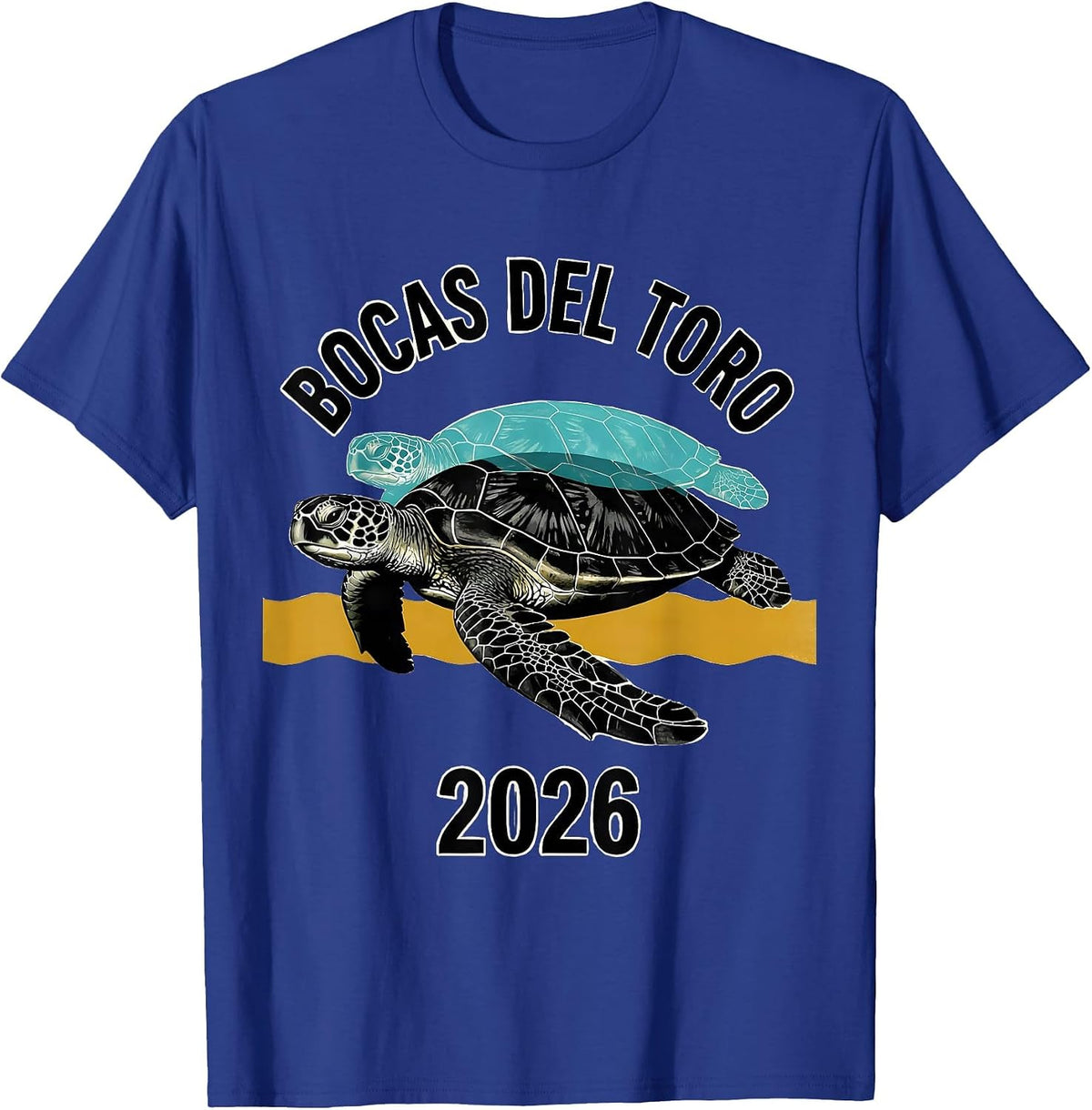 Bocas del Toro 2026 Midcentury Modern Sea Turtle Tropical T-Shirt - Royal Blue