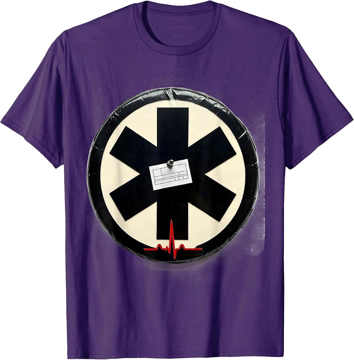 Men's Sealed Star-of-Life Stencil EMT Paramedic Dark Humor T-Shirt - Purple