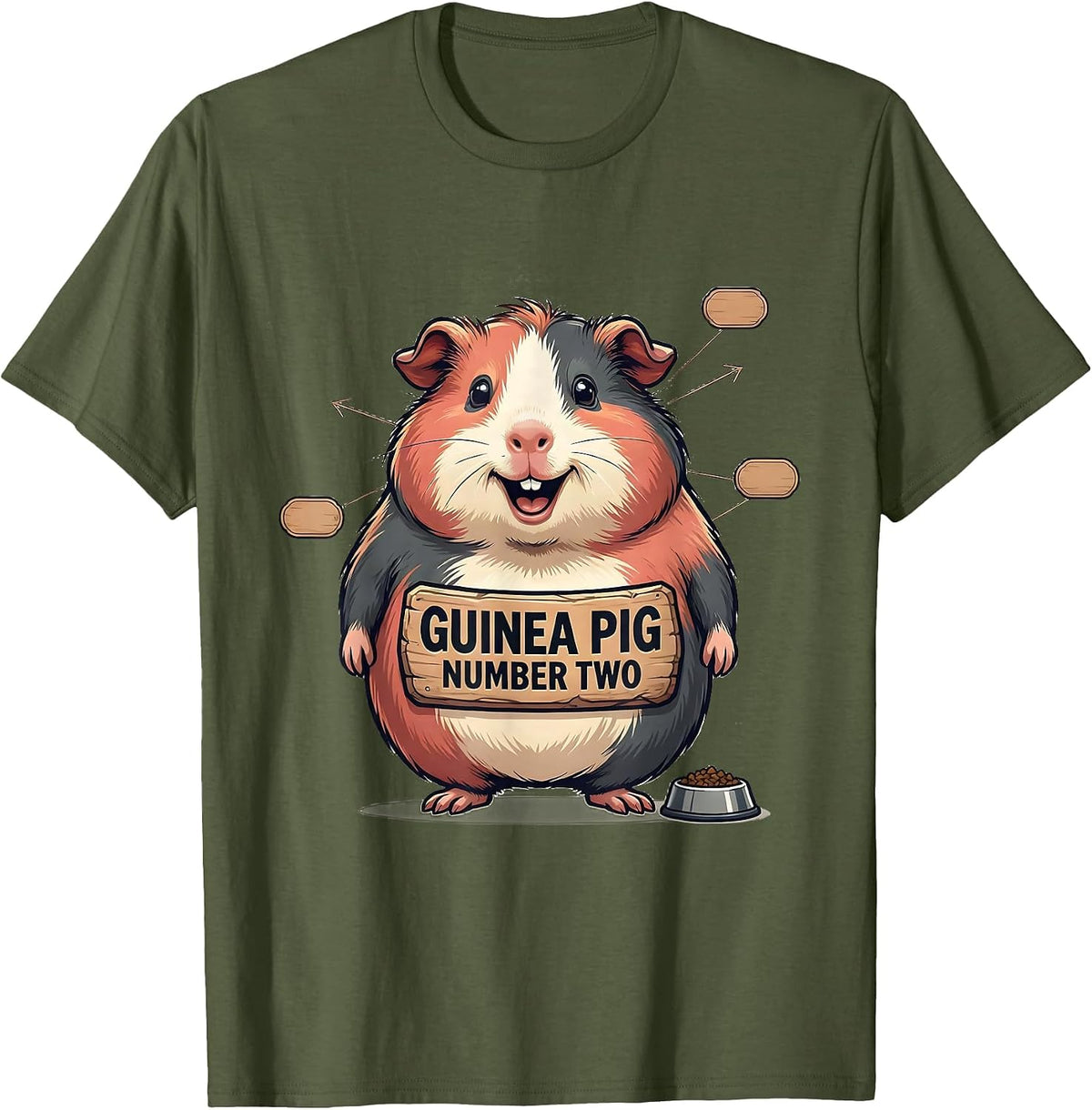 Guinea Pig Number Two Funny Pig Lover Novelty Mascot T-Shirt - Olive Green