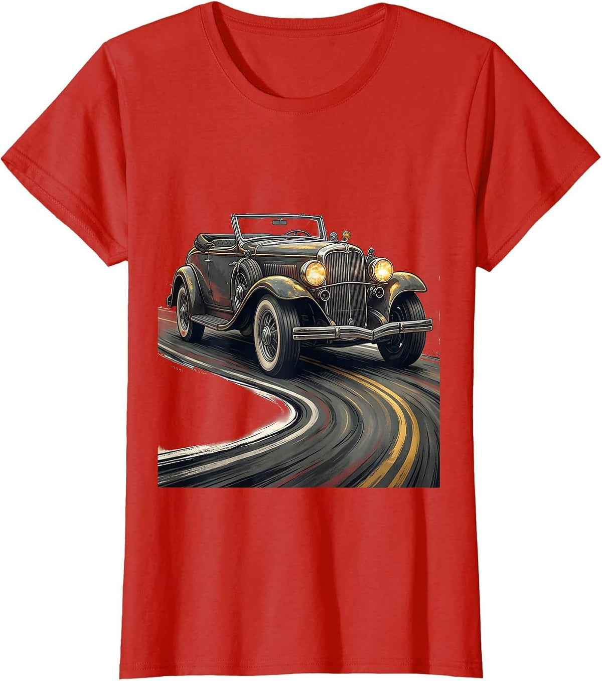 Vintage Convertible Classic Car Birthday Humor T-Shirt - Red
