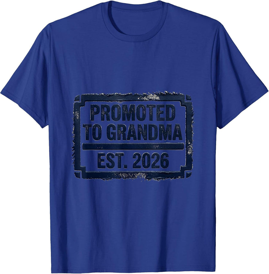 Promoted To Grandma Est 2026 Rubber Stamp New Grandma 2026 T-Shirt - Royal Blue