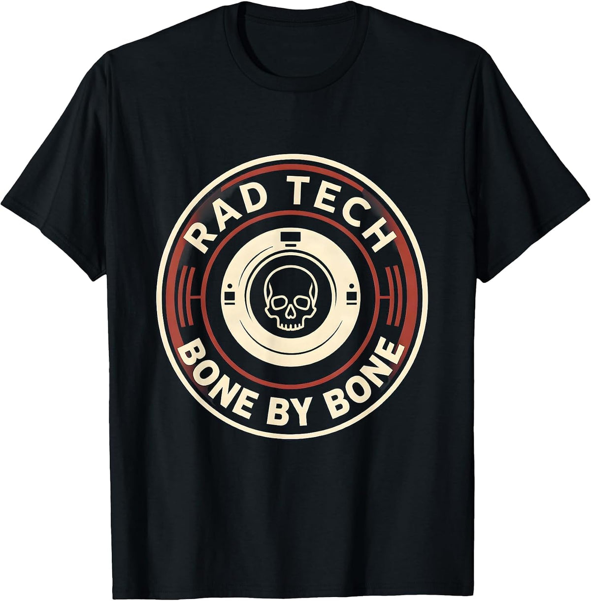 Men's RAD TECH BONE BY BONE Funny Radiology Tech Humor X-Ray CT T-Shirt - Black