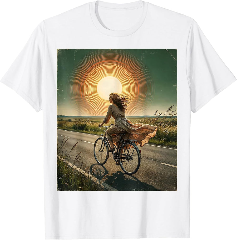 Freedom Cyclist Sunlit Open Road Graphic T-Shirt - White
