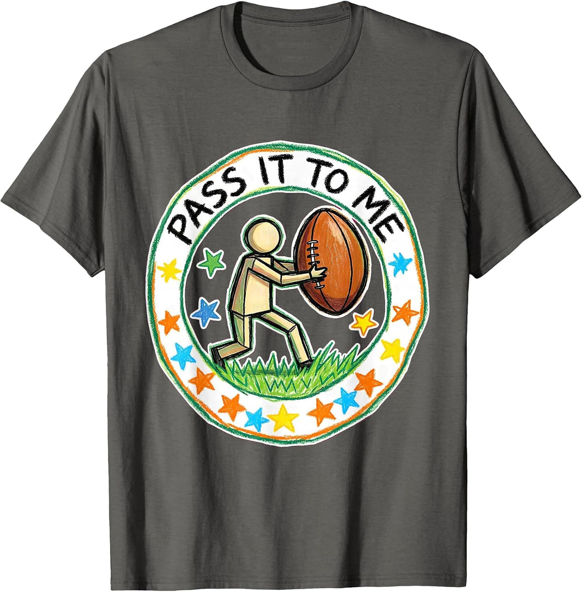Men's Pass It To Me Rugby Graphic Design T-Shirt - Asphalt Grey