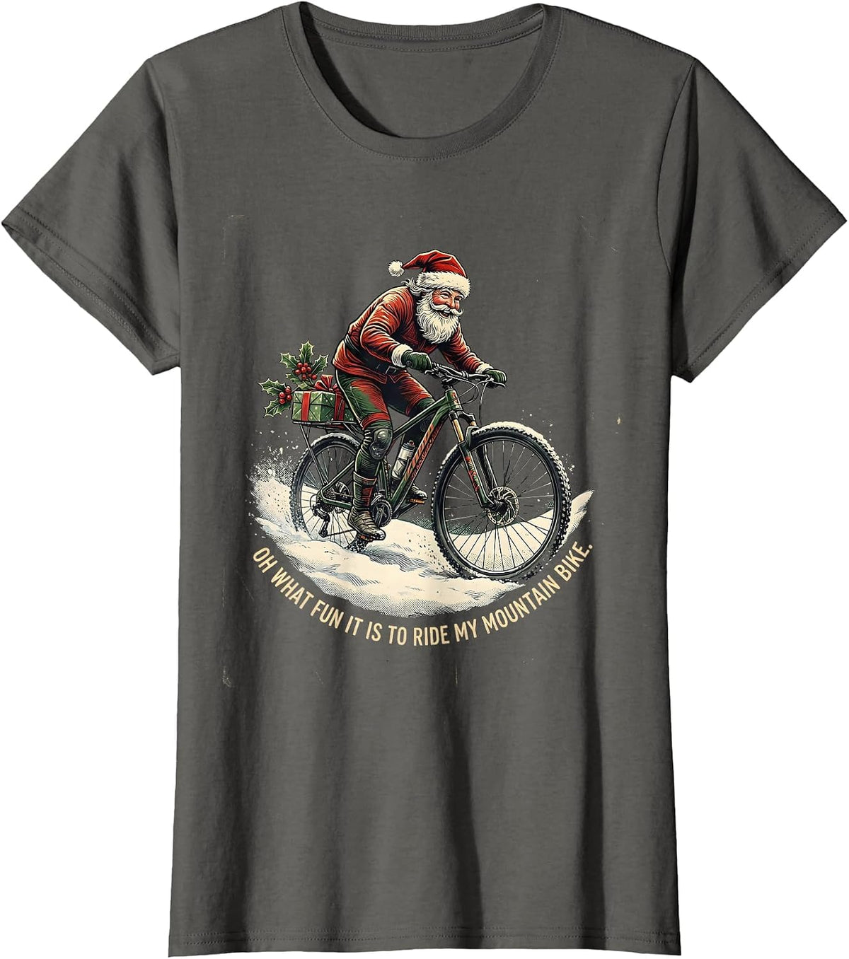 Women's Oh What Fun It Is To Ride My Mountain Bike Vintage T-Shirt - Asphalt Grey