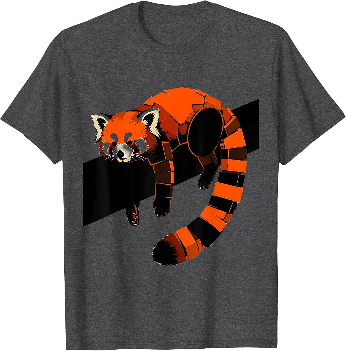 Men's Red Panda Brutalist Graphic Animal Lover Humor T-Shirt - Dark Heather Grey