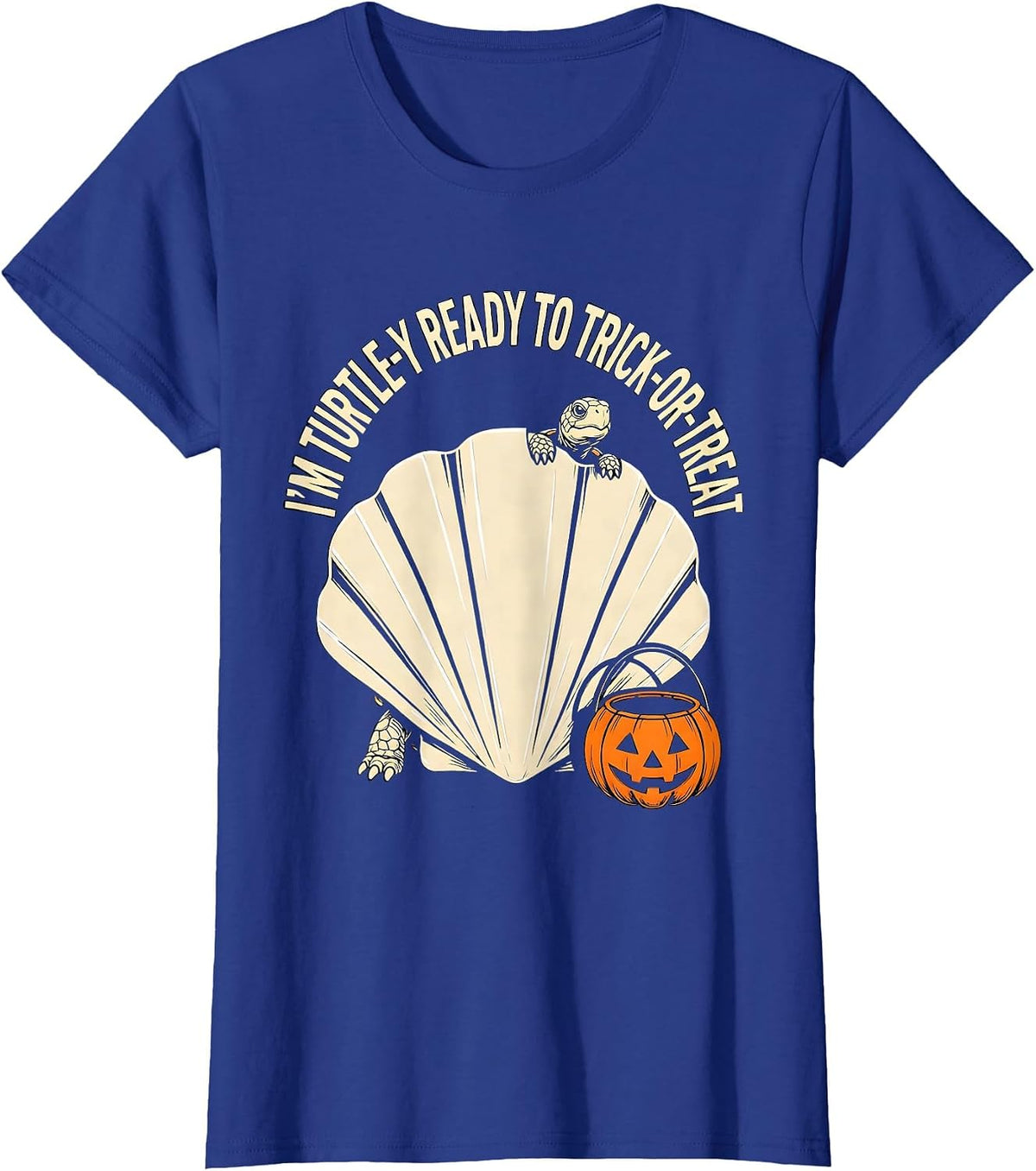 Women's I'm Turtle-y Ready to Trick-or-Treat Whimsical Halloween T-Shirt - Royal Blue