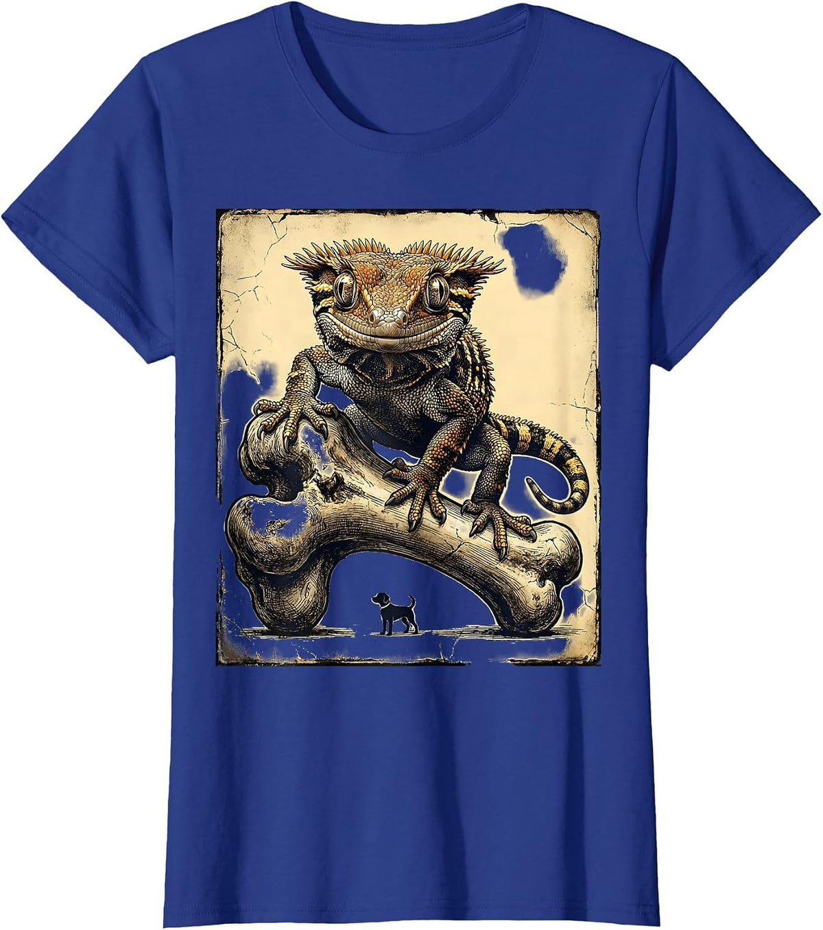 Women's Crested Gecko Distressed Reptile Lover Gift T-Shirt - Royal Blue