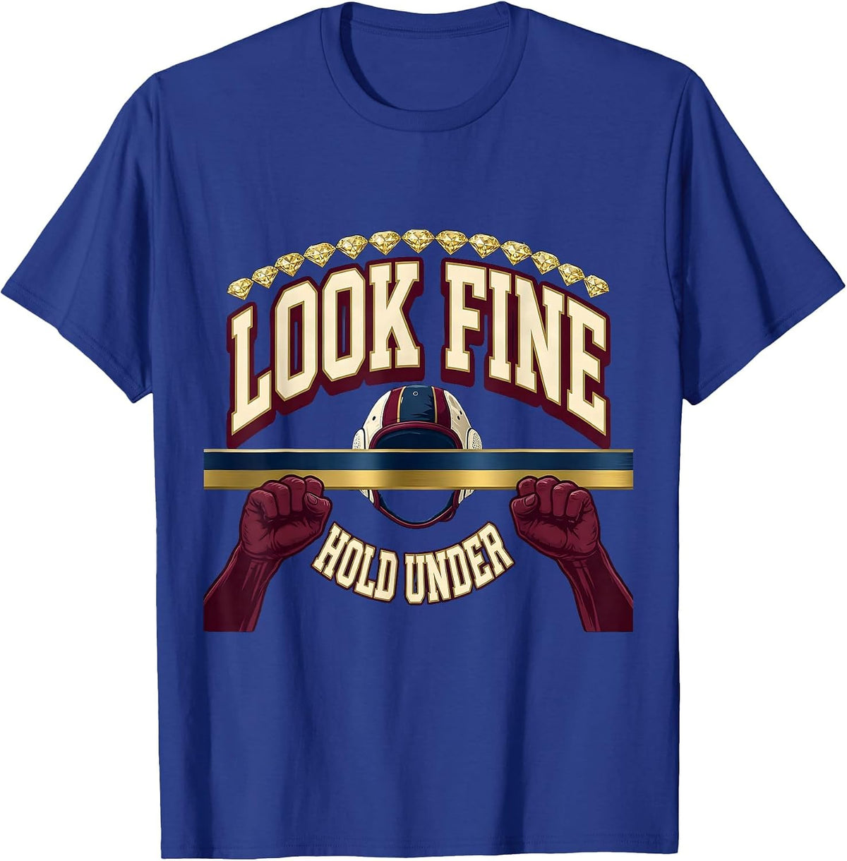 Look Fine, Hold Under Sparkle Varsity Water Polo Player T-Shirt - Royal Blue