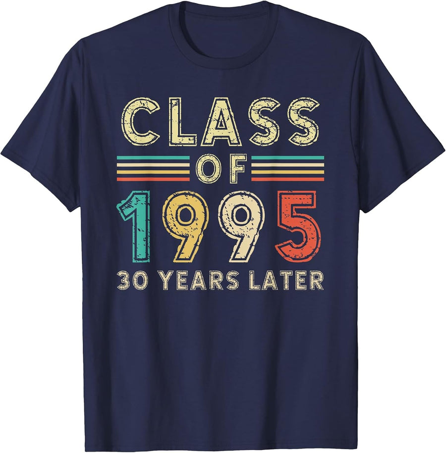 Vintage Class of 1995 30th Reunion Alumni Graduation Party T-Shirt - Navy Blue