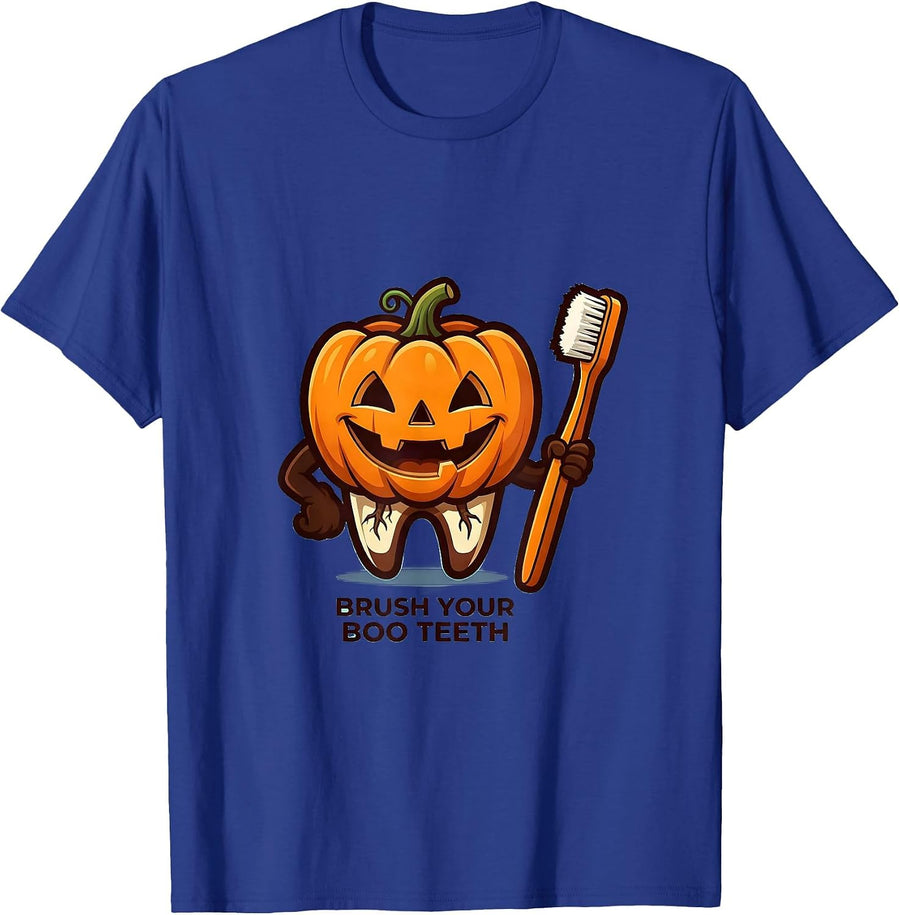 Brush Your Boo Teeth Funny Dentist Halloween Costume Dental T-Shirt - Royal Blue