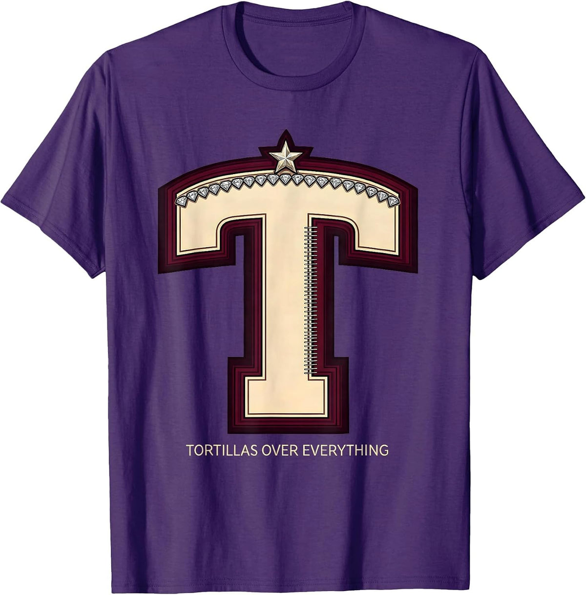 Tortillas Over Everything Mexican Food Pride Design T-Shirt - Purple