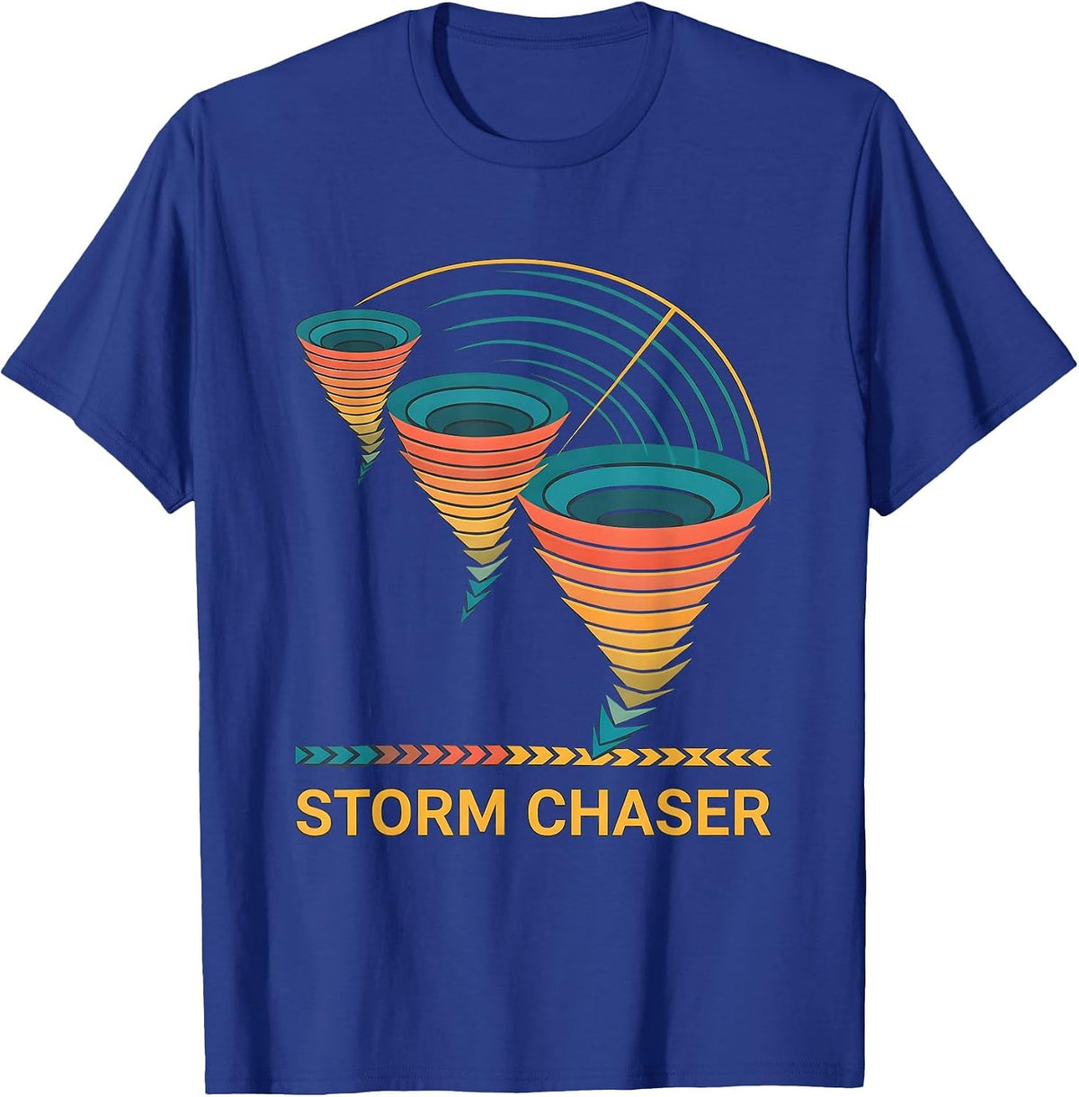 Storm Chaser Flat Vector Tornado Meteorology Enthusiast T-Shirt - Royal Blue