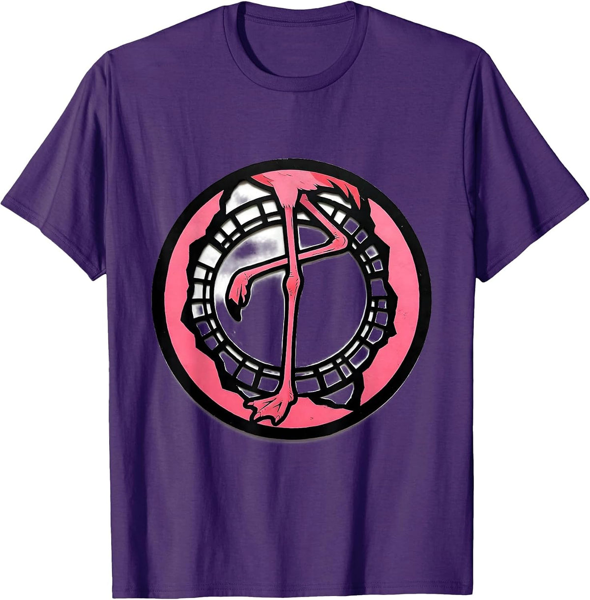 Men's Stencil Flamingo Seal Humor Animal Lover T-Shirt - Purple